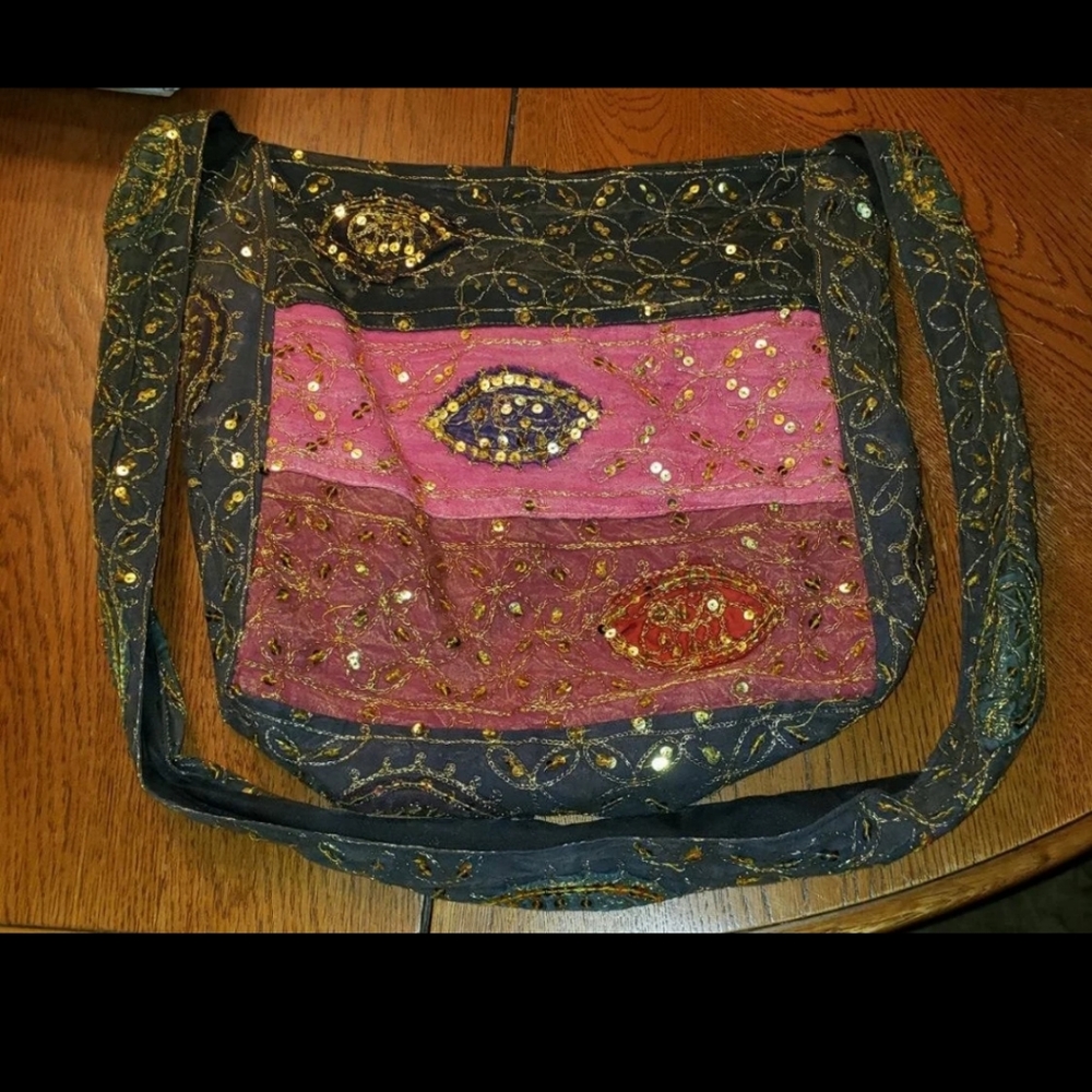 *SOLD*Bohemian Indian Sequenced Embroidered Crossbody/Shoulder Bag